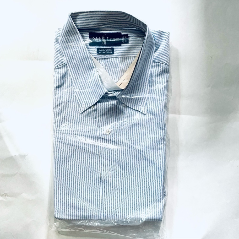 Ralph Lauren Cotton Oxford Shirt 18 36 Blue Yarmouth Long Sleeve Button Down